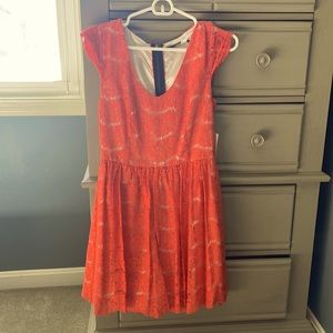 Kensie Brand dress. Size small, orange lace overlay